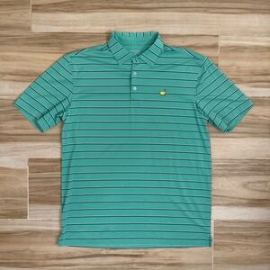 Masters Tech Mens Golf Polo Shirt Large Teal Short Sleeve Tournament Logo